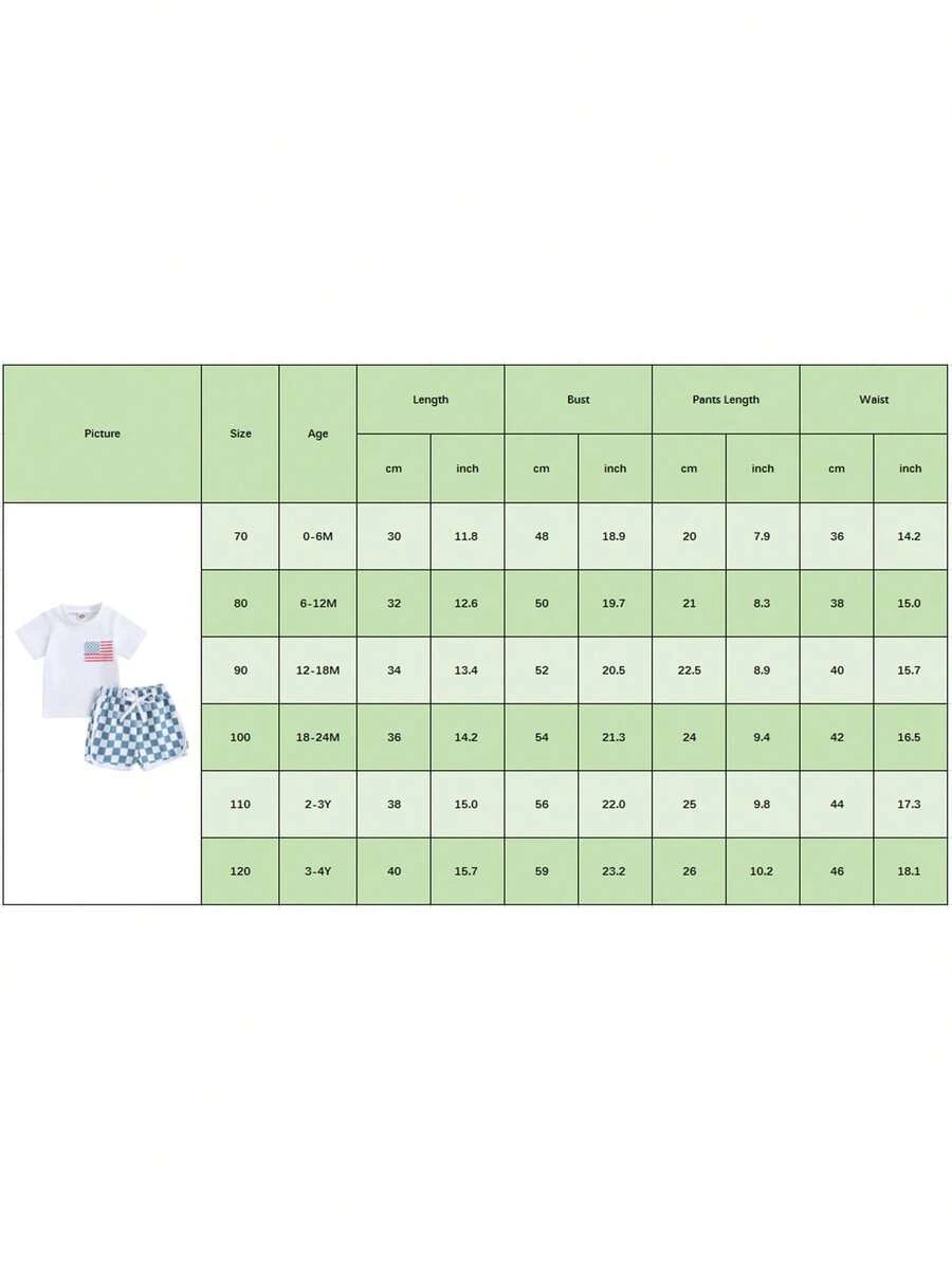 Independence Day Toddler Boys Flag Print T-Shirt & Checkerboard Shorts Set