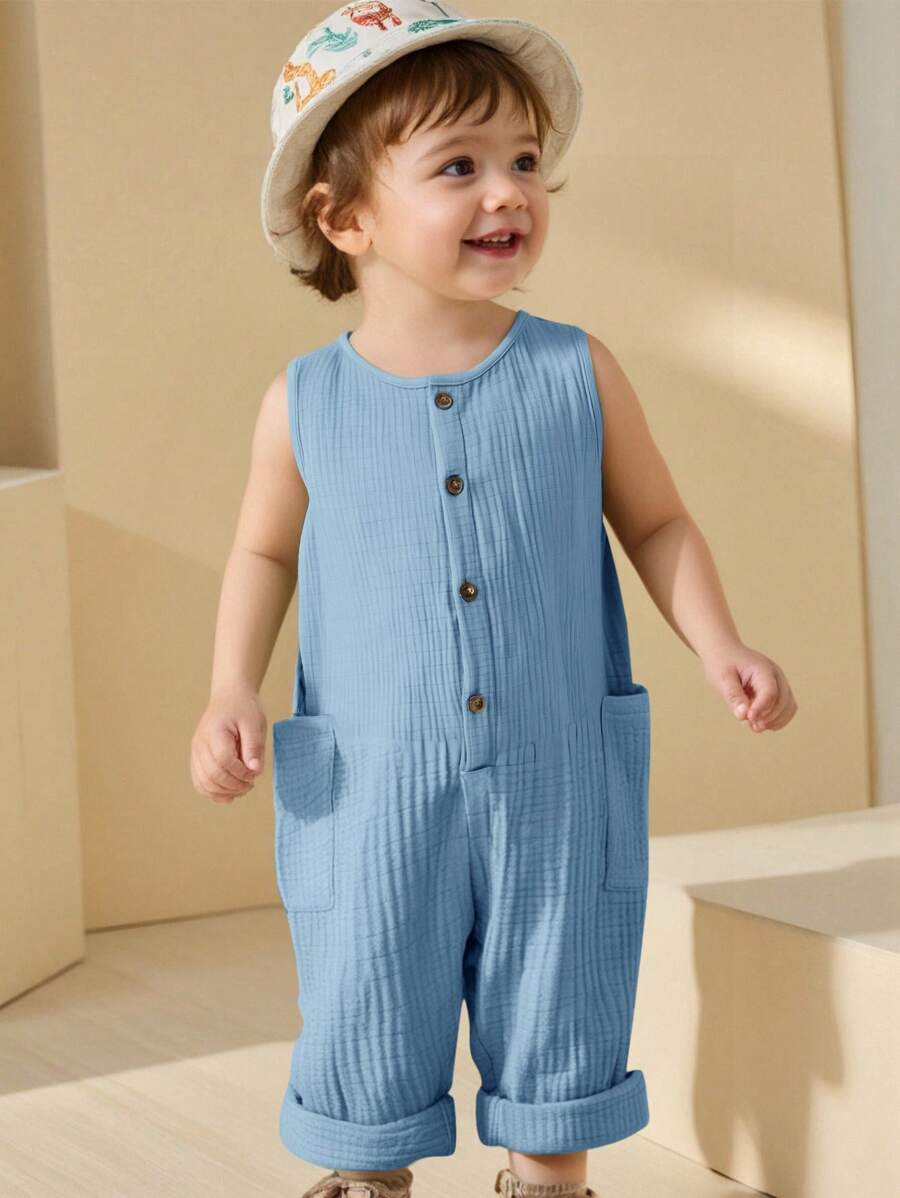Unisex Newborn Baby Apricot Striped Sleeveless Romper Casual Spring Summer Vacation Outfit