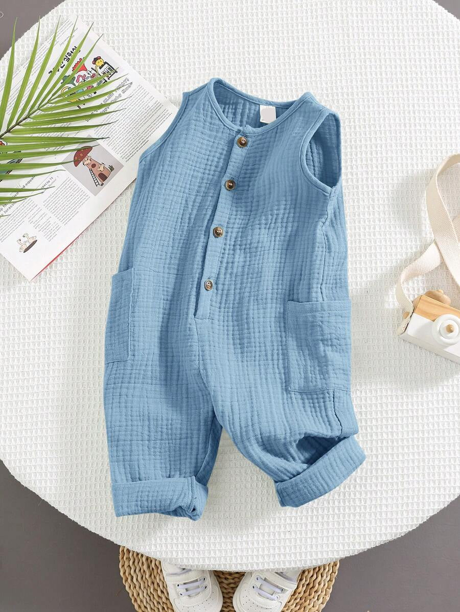 Unisex Newborn Baby Apricot Striped Sleeveless Romper Casual Spring Summer Vacation Outfit