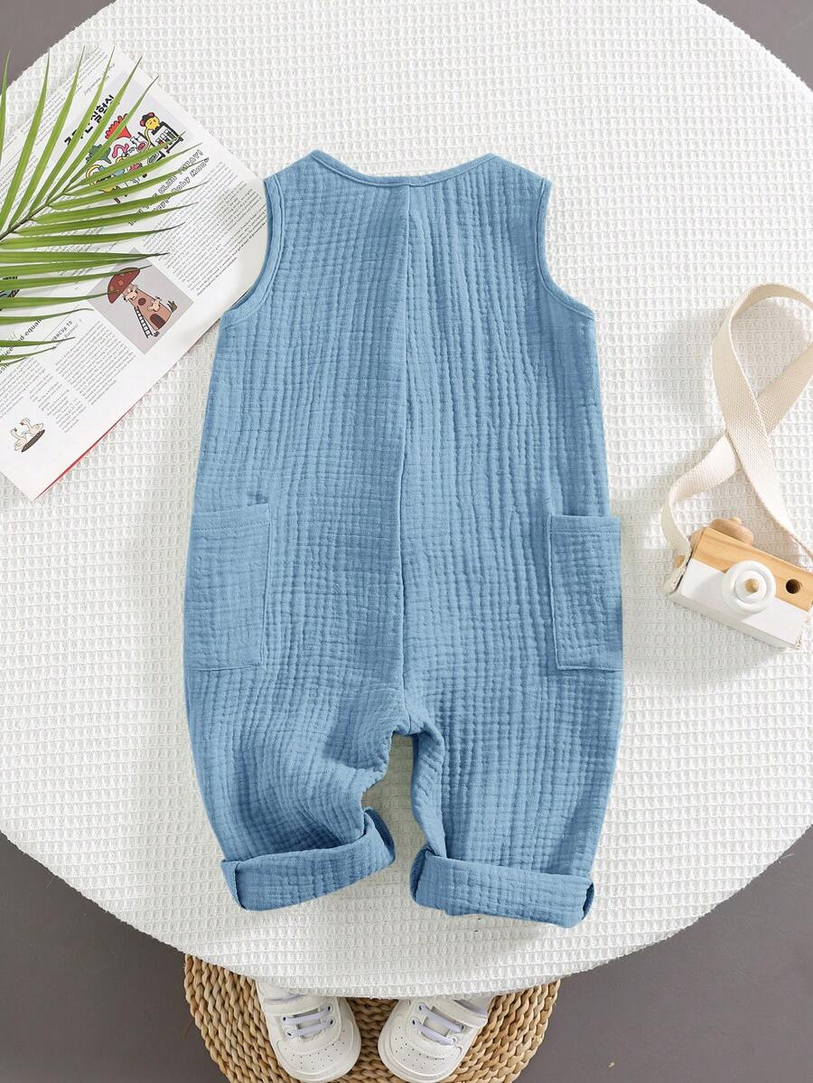Unisex Newborn Baby Apricot Striped Sleeveless Romper Casual Spring Summer Vacation Outfit