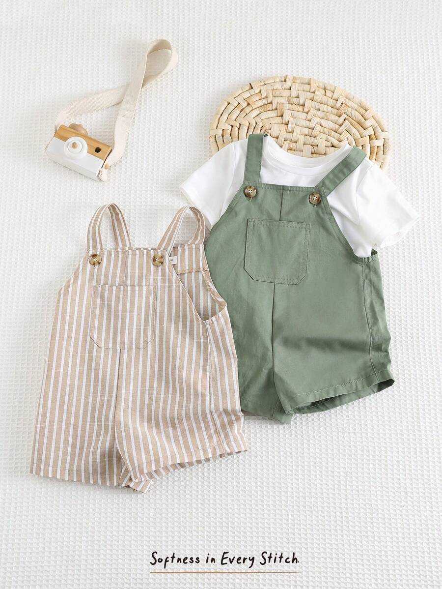 2PCS Baby Bib Overalls and Shorts Set for Casual Daily Wear and Playtime