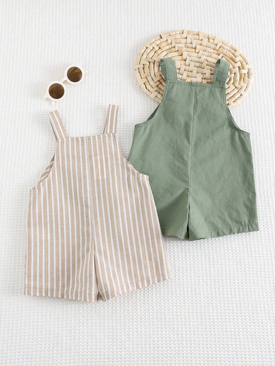 2PCS Baby Bib Overalls and Shorts Set for Casual Daily Wear and Playtime
