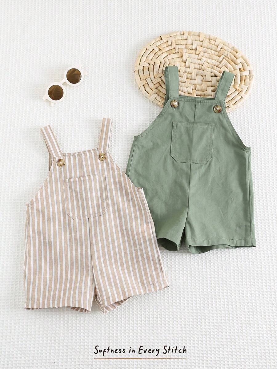 2PCS Baby Bib Overalls and Shorts Set for Casual Daily Wear and Playtime