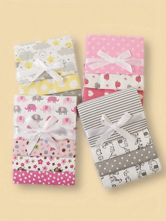 4pcs Baby Swaddle Blanket Set Soft Flannel Receiving Blankets Cloud Elephant Car Print for Newborns