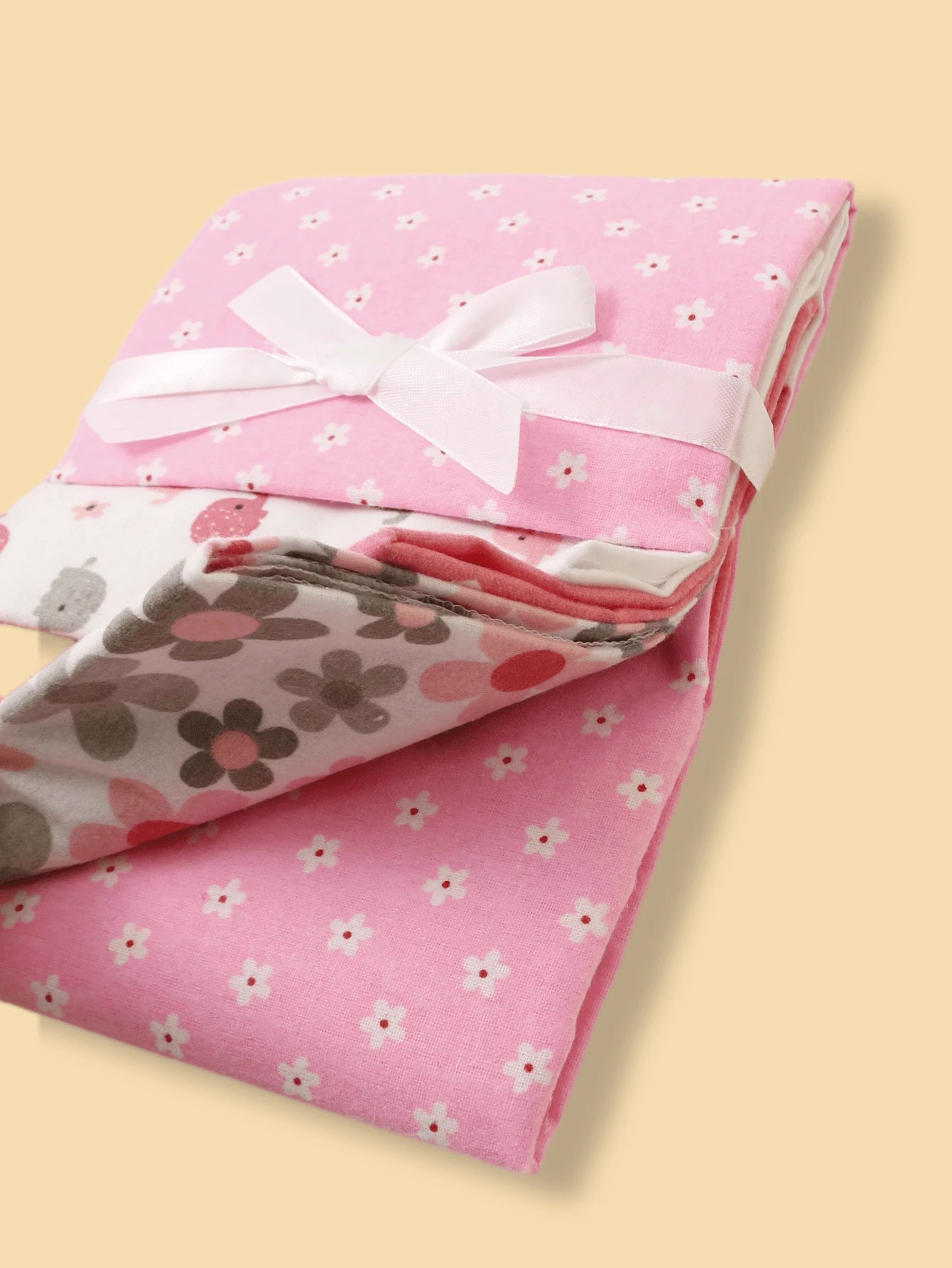 4pcs Baby Swaddle Blanket Set Soft Flannel Receiving Blankets Cloud Elephant Car Print for Newborns