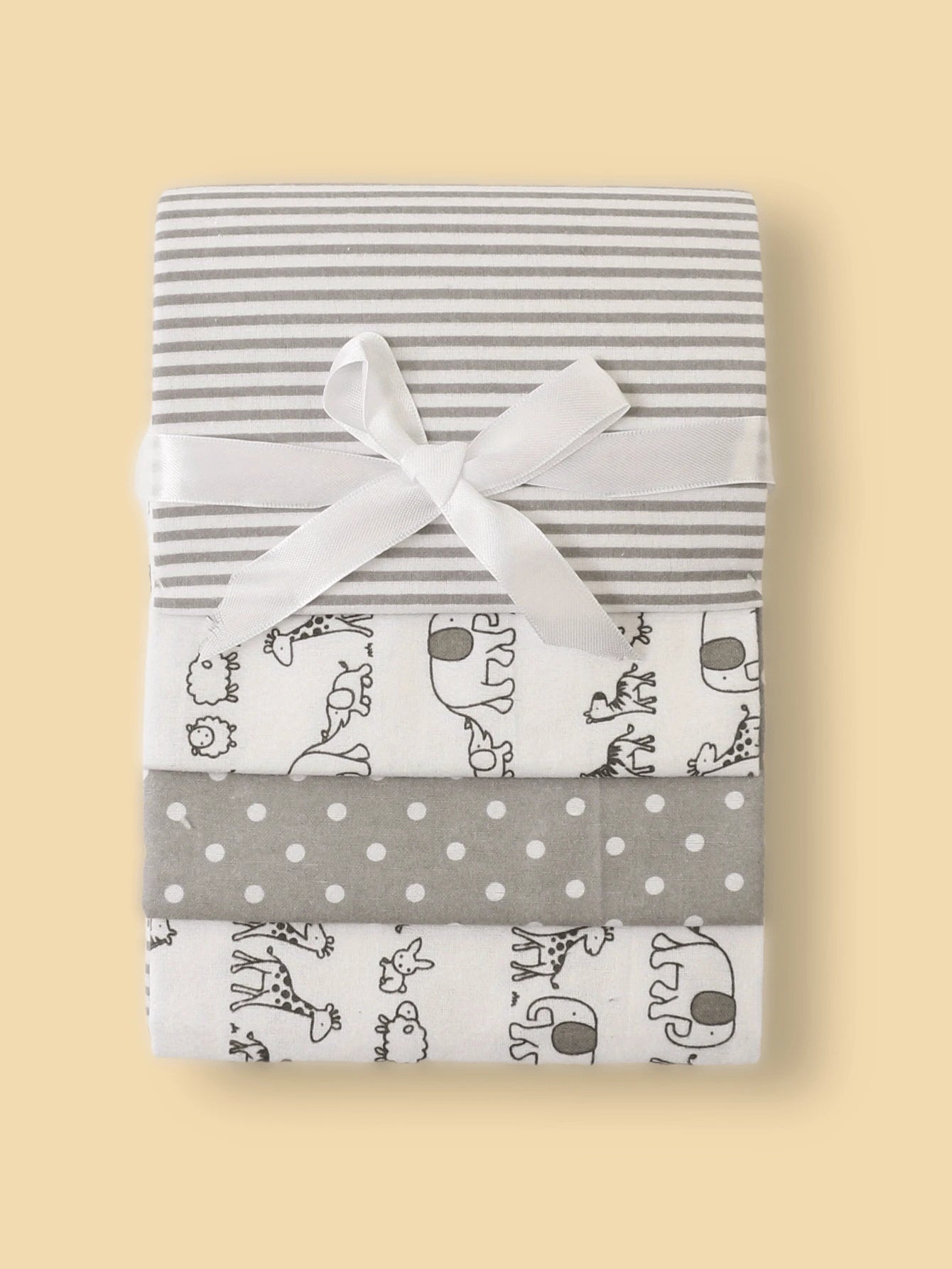 4pcs Baby Swaddle Blanket Set Soft Flannel Receiving Blankets Cloud Elephant Car Print for Newborns