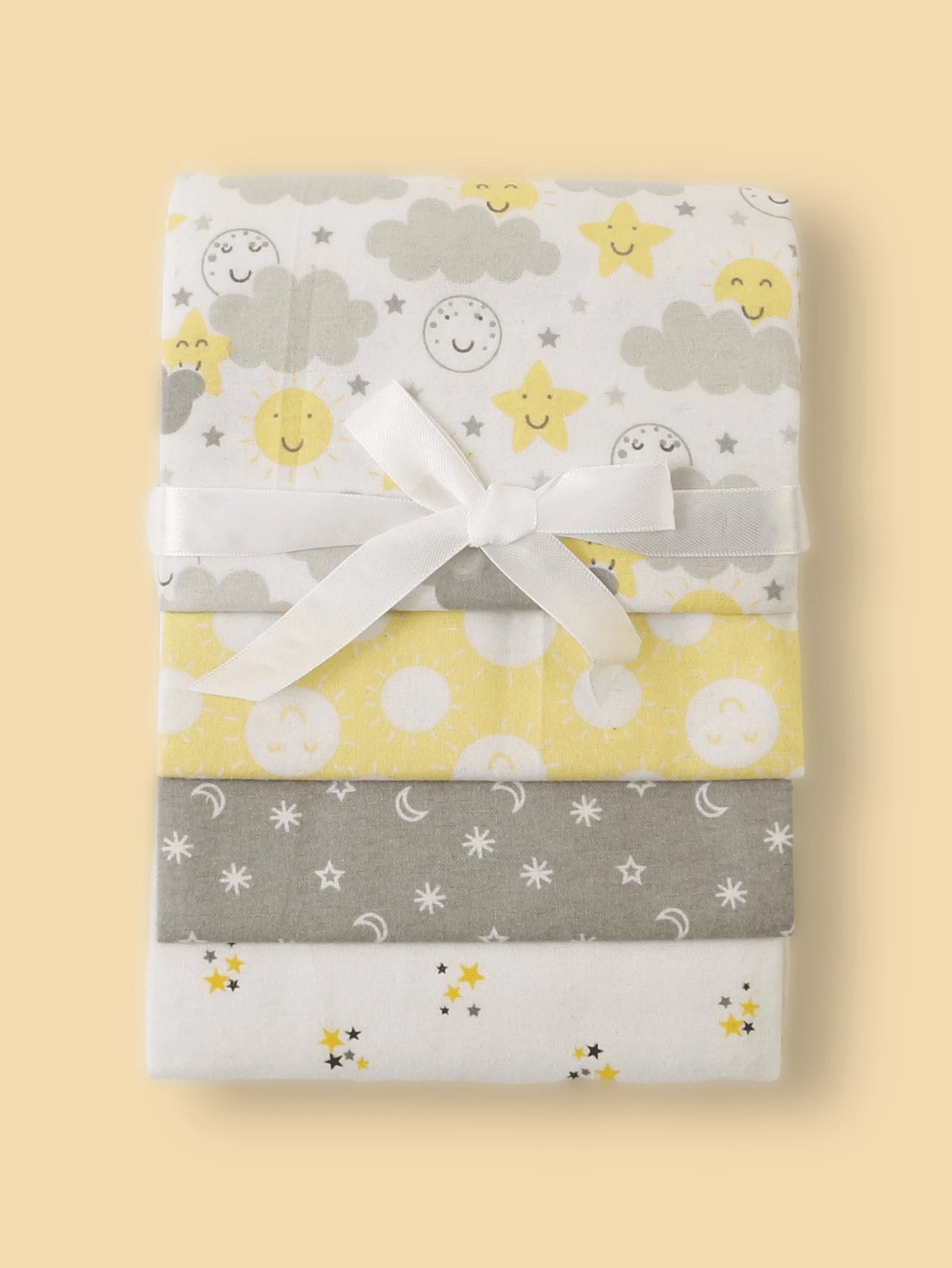 4pcs Baby Swaddle Blanket Set Soft Flannel Receiving Blankets Cloud Elephant Car Print for Newborns