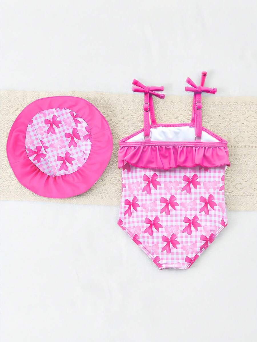 Baby Minimalist Print One-Piece Swimsuit for Daily Summer Beach and Pool Wear