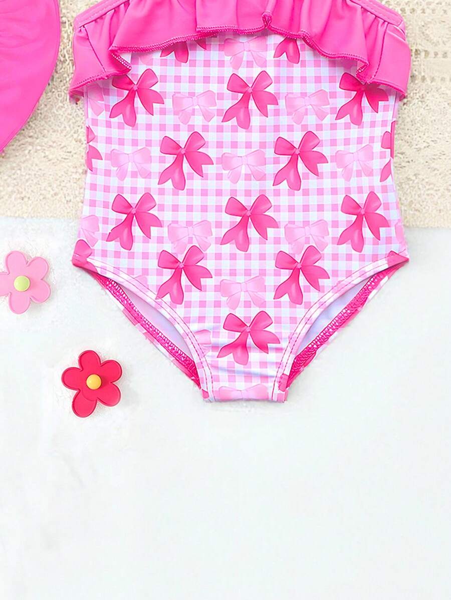 Baby Minimalist Print One-Piece Swimsuit for Daily Summer Beach and Pool Wear