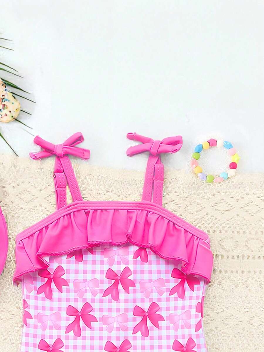 Baby Minimalist Print One-Piece Swimsuit for Daily Summer Beach and Pool Wear