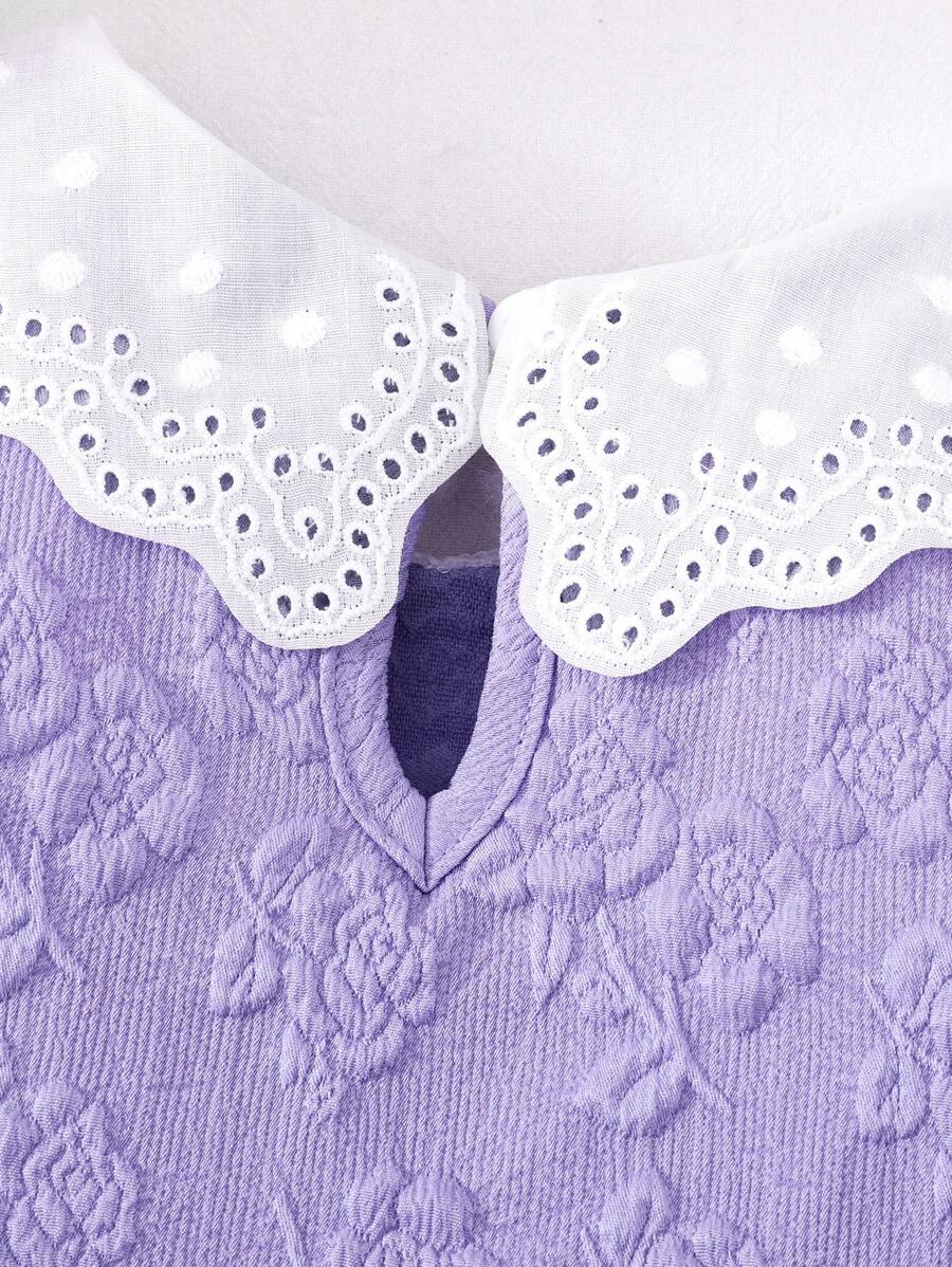 Little Girls Princess Pink Dress With Peter Pan Collar And Lace Detail