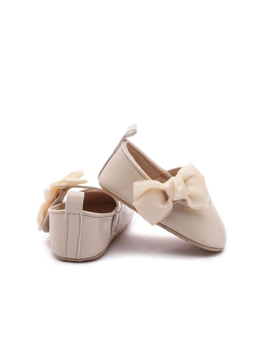 Sweet Glossy Bow Flat Shoes for Infant Girls - Elegant 0-1 Year Princess Flats