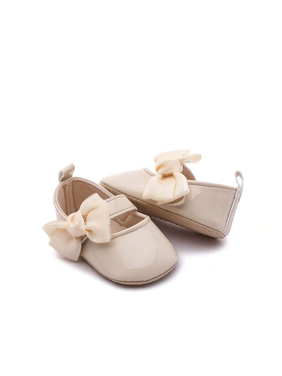 Sweet Glossy Bow Flat Shoes for Infant Girls - Elegant 0-1 Year Princess Flats