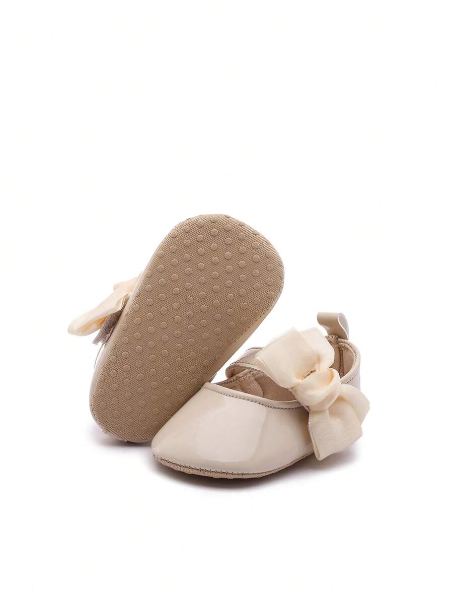 Sweet Glossy Bow Flat Shoes for Infant Girls - Elegant 0-1 Year Princess Flats