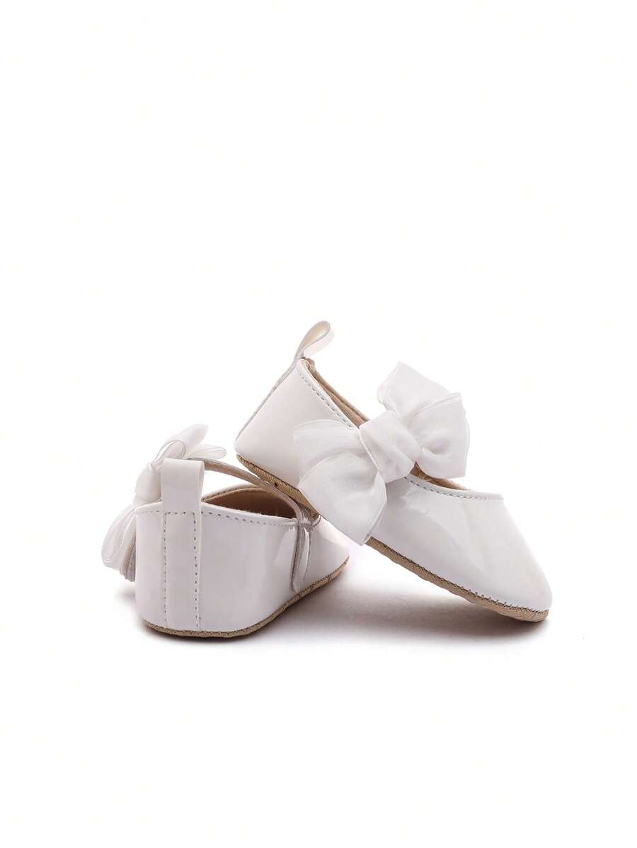 Sweet Glossy Bow Flat Shoes for Infant Girls - Elegant 0-1 Year Princess Flats