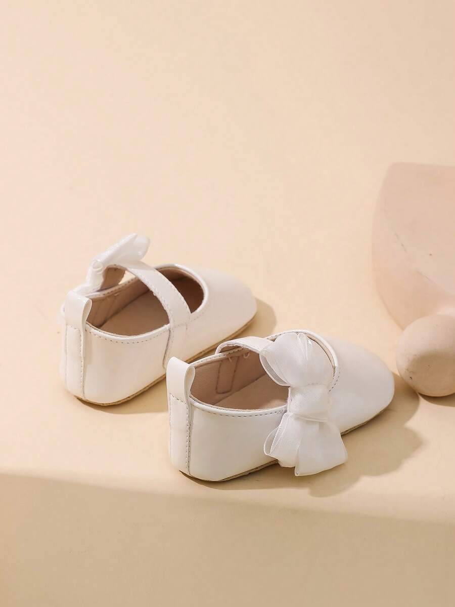 Sweet Glossy Bow Flat Shoes for Infant Girls - Elegant 0-1 Year Princess Flats