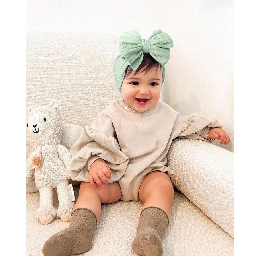 8pcs Handmade Baby Bow Headbands for Newborn and Toddler Daily Wear