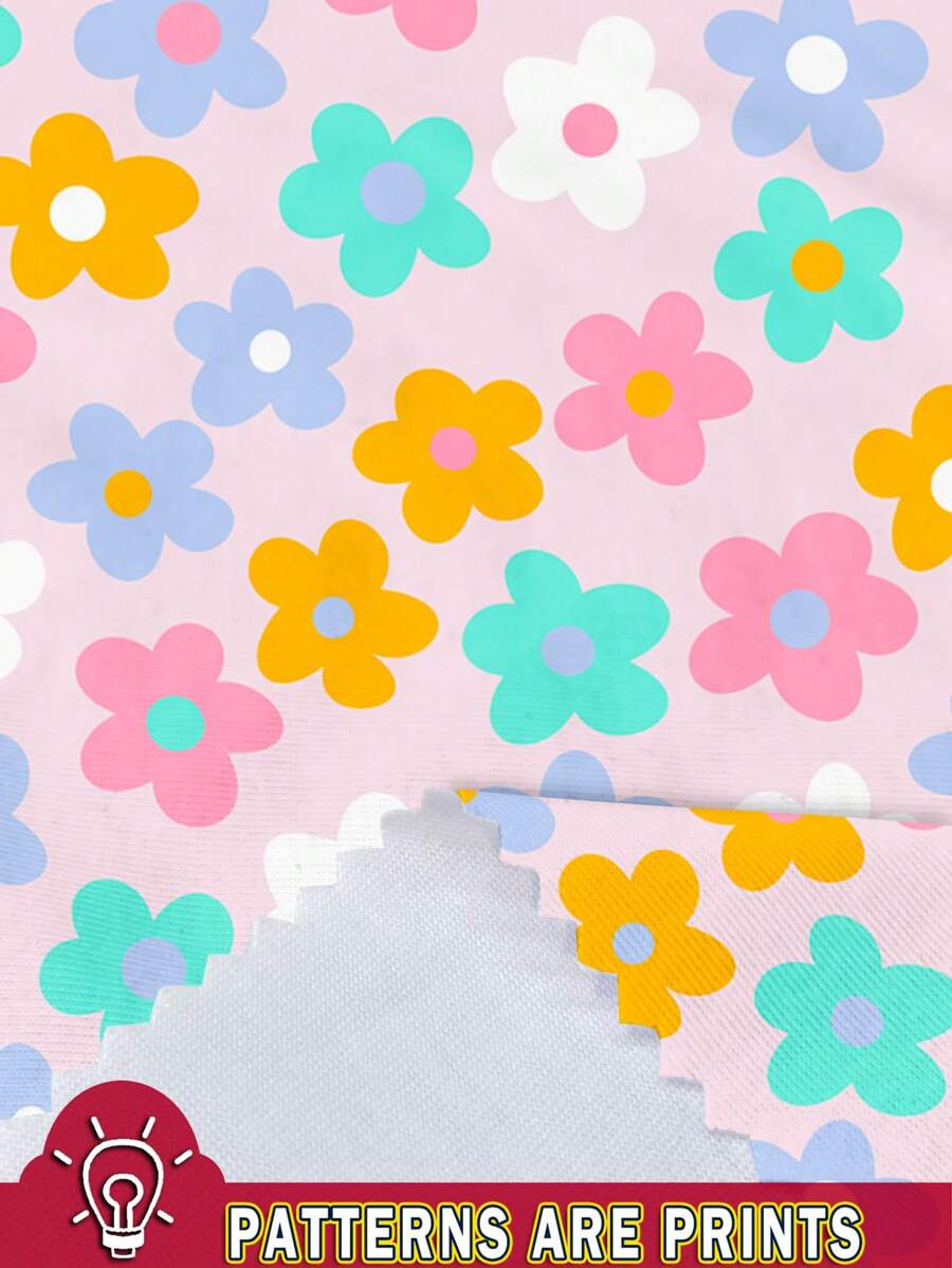 Cute Short Sleeve Clothing Set For Little Girls Flower Print Leggings Style