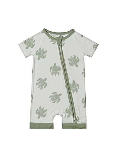 Unisex Baby Bamboo Fiber Sea Turtle Print Zip Up Romper All Season Knit Outfit