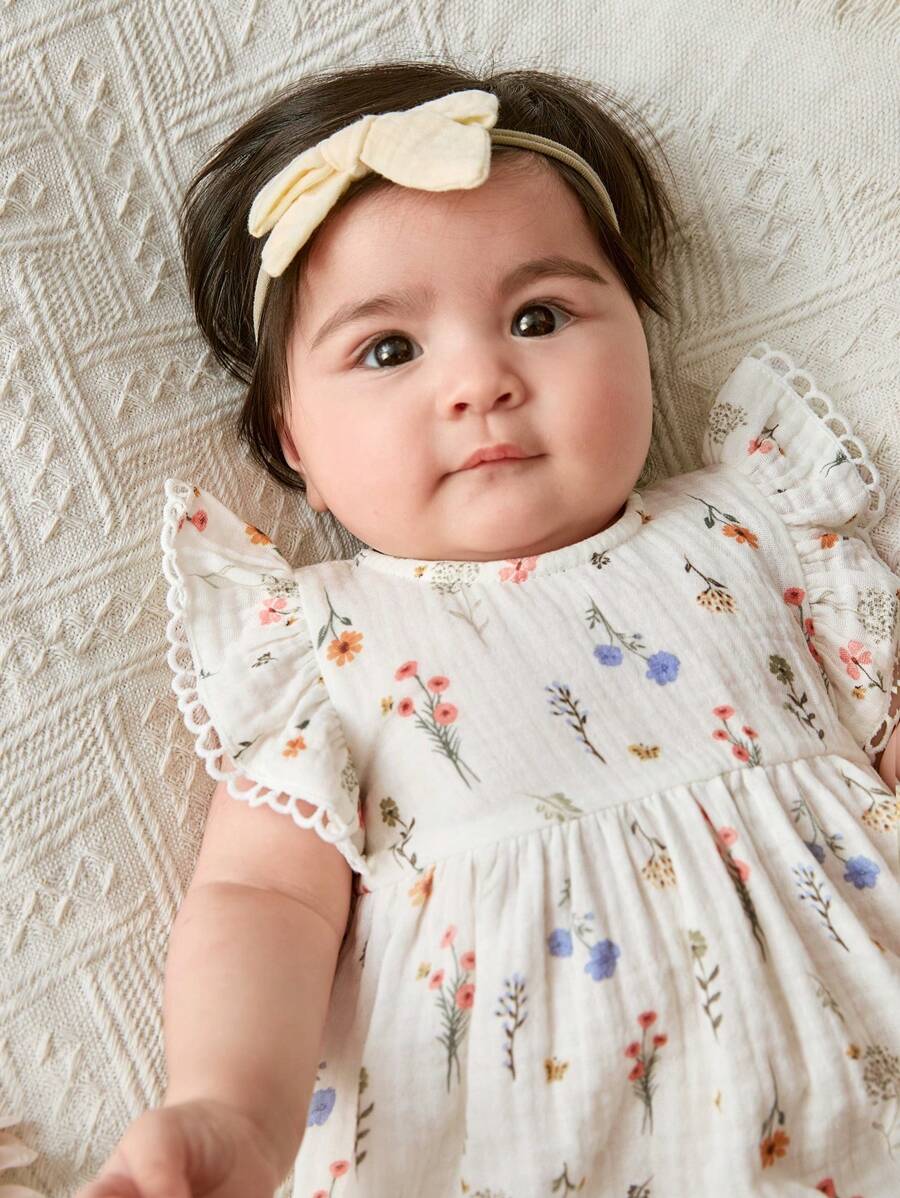 Baby Ditsy Floral Cinched Waist Dress for Cute Spring and Summer Wear