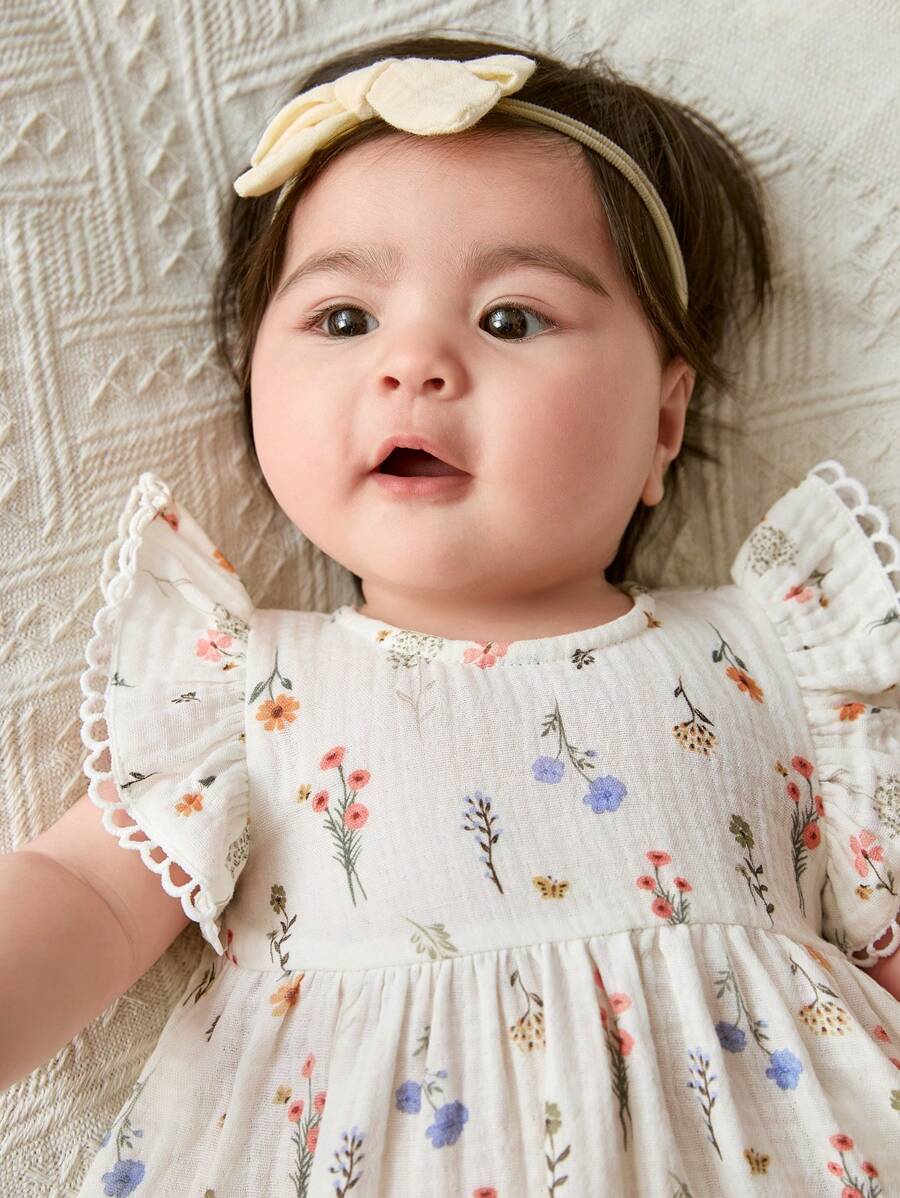 Baby Ditsy Floral Cinched Waist Dress for Cute Spring and Summer Wear