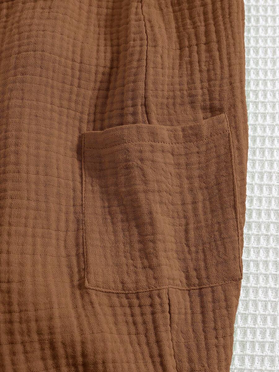 Unisex Newborn Baby Apricot Striped Sleeveless Romper Casual Spring Summer Vacation Outfit