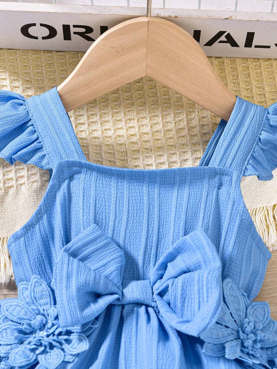 Sweet Floral Lace Romper Dress For Little Girls