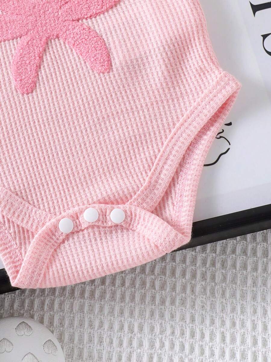 2pcs Embroidered Strap Bodysuit And Shorts Set Lightweight Summer Outfit For Baby Girls