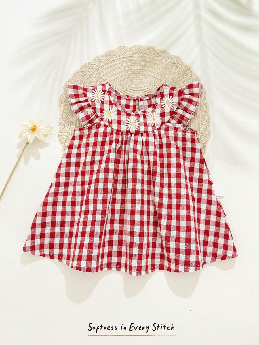 Baby Daisy Pattern Ruffle Hem Dress for Cute Spring and Summer Wear