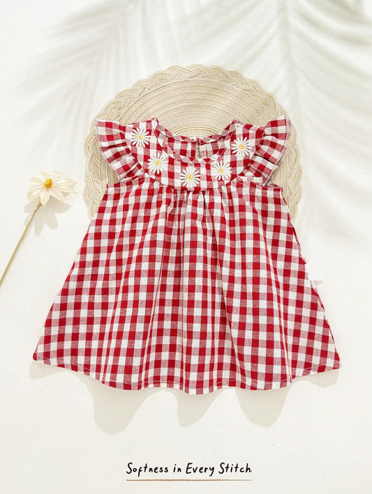 Baby Daisy Pattern Ruffle Hem Dress for Cute Spring and Summer Wear