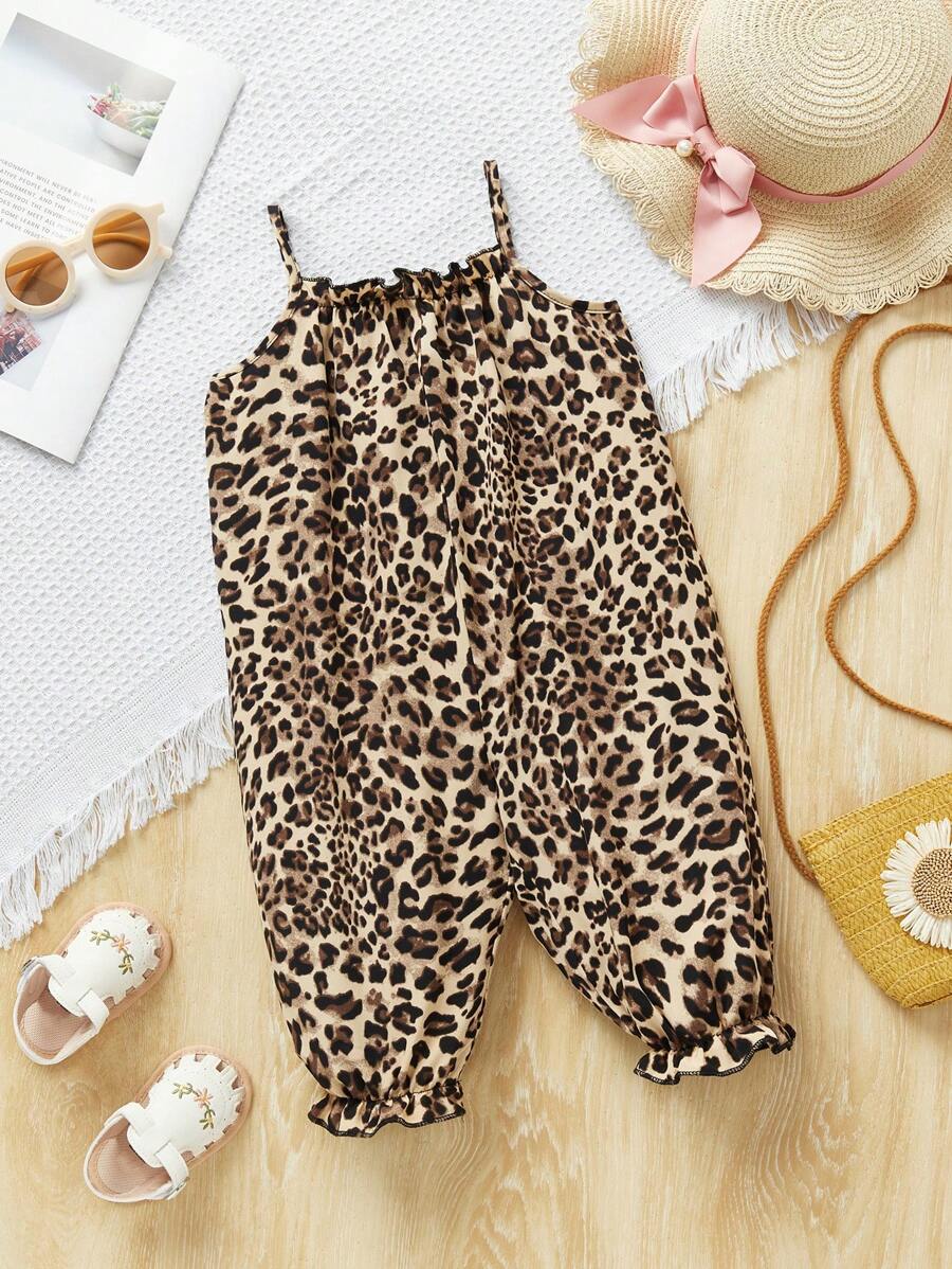 Baby Girl Casual Spaghetti Strap Jumpsuit Cute Sleeveless Summer Vacation Outfit For Newborn Infant Toddler Girls