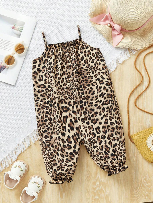 Baby Girl Casual Spaghetti Strap Jumpsuit Cute Sleeveless Summer Vacation Outfit For Newborn Infant Toddler Girls