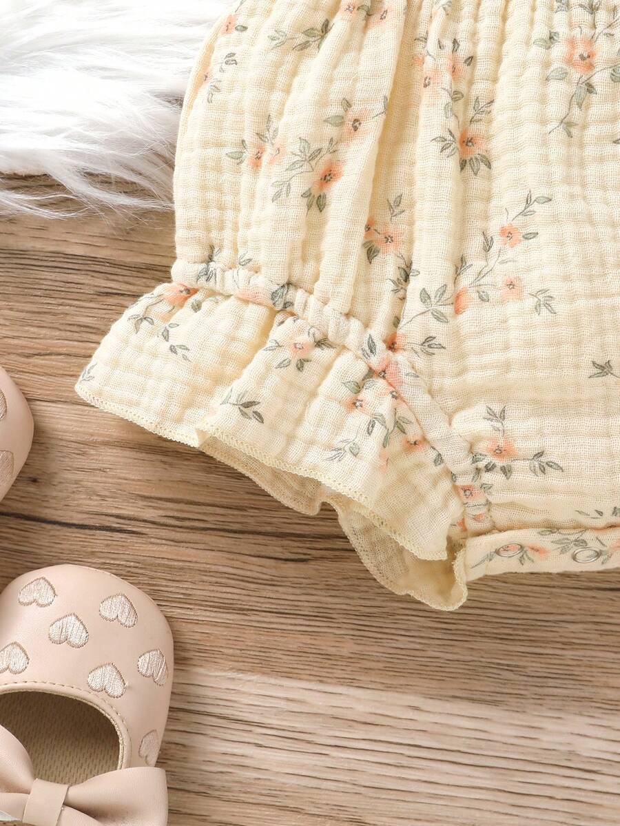 Baby Ruffle Trim Bodysuit Dress and Headband Set for Cute Daily Wear