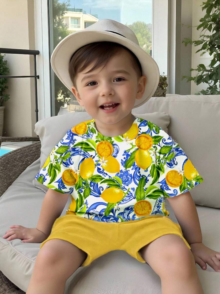 Baby Boy Brave Text Graphic Print T Shirt and Shorts Casual Summer Outfit Set