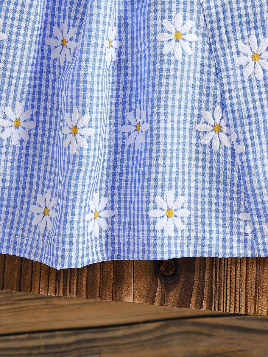 Baby Girls Cherry Plaid Dress And Beret Hat Set Cute Summer Vacation Outfit