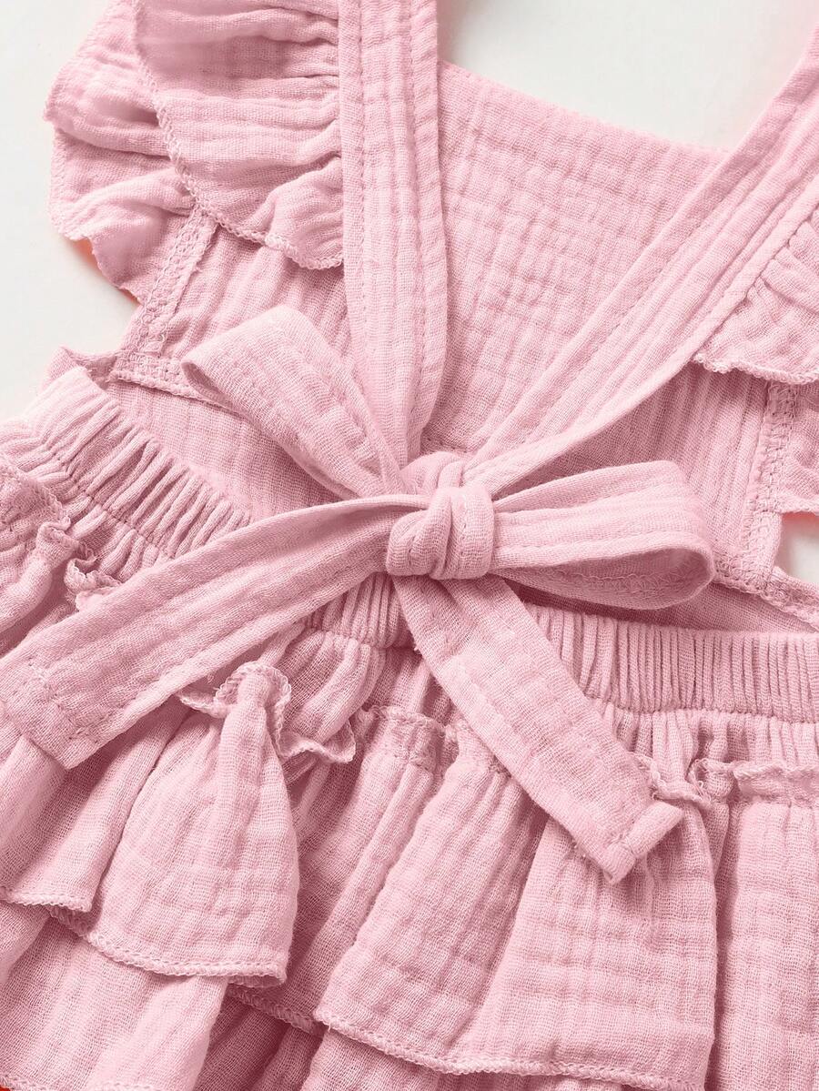 Baby Ruffle Trim Bodysuit Dress and Headband Set for Cute Daily Wear