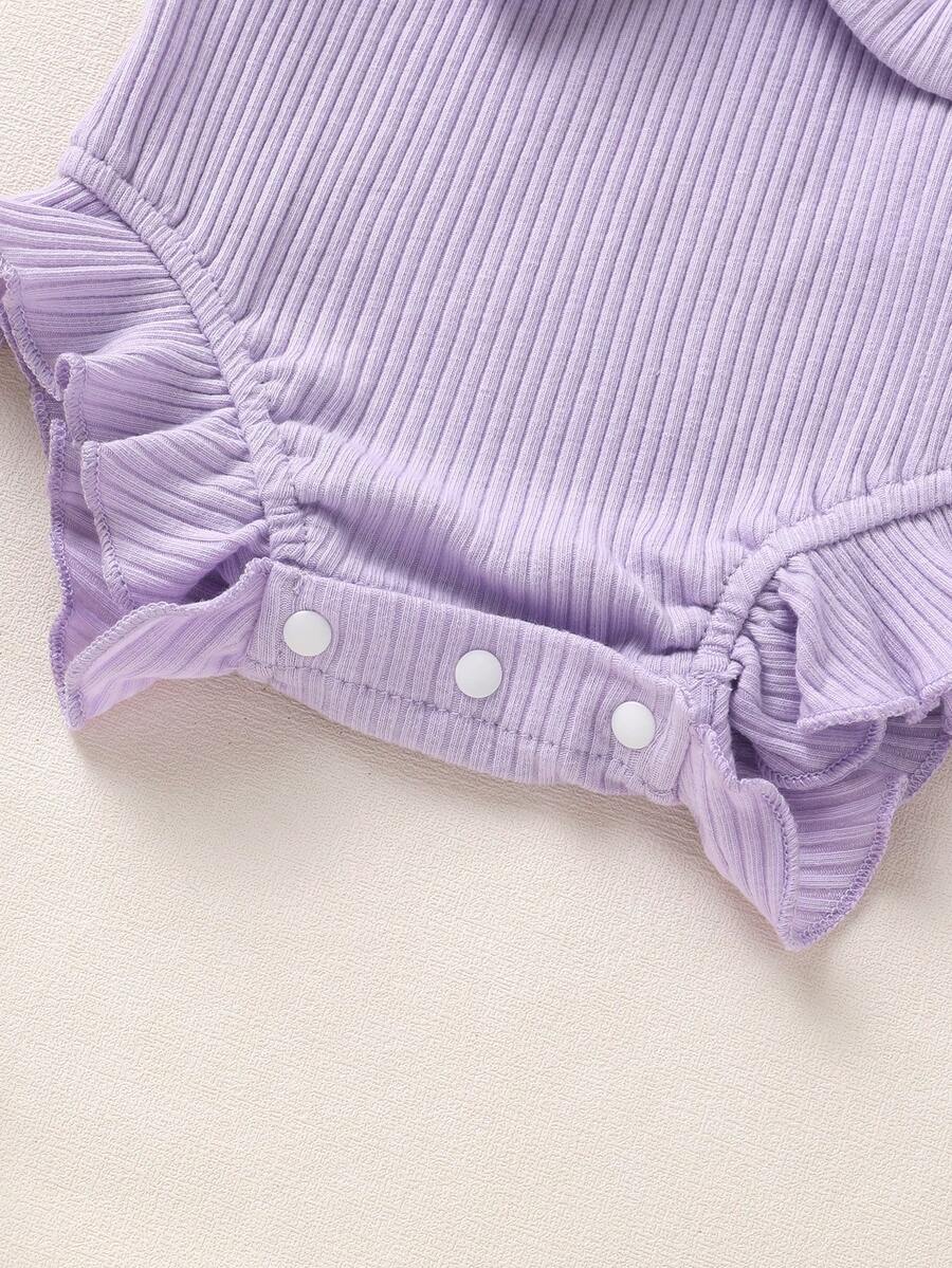 Cute Baby Girl Solid Color Lace Bodysuit And Headband Matching Outfit Set