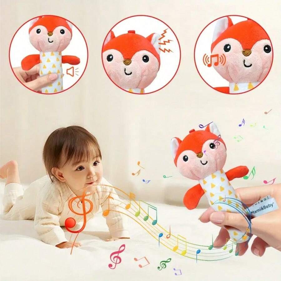 Baby Animal Rattle Teether Toy Cute Cartoon Sensory Teething Toy for Infants