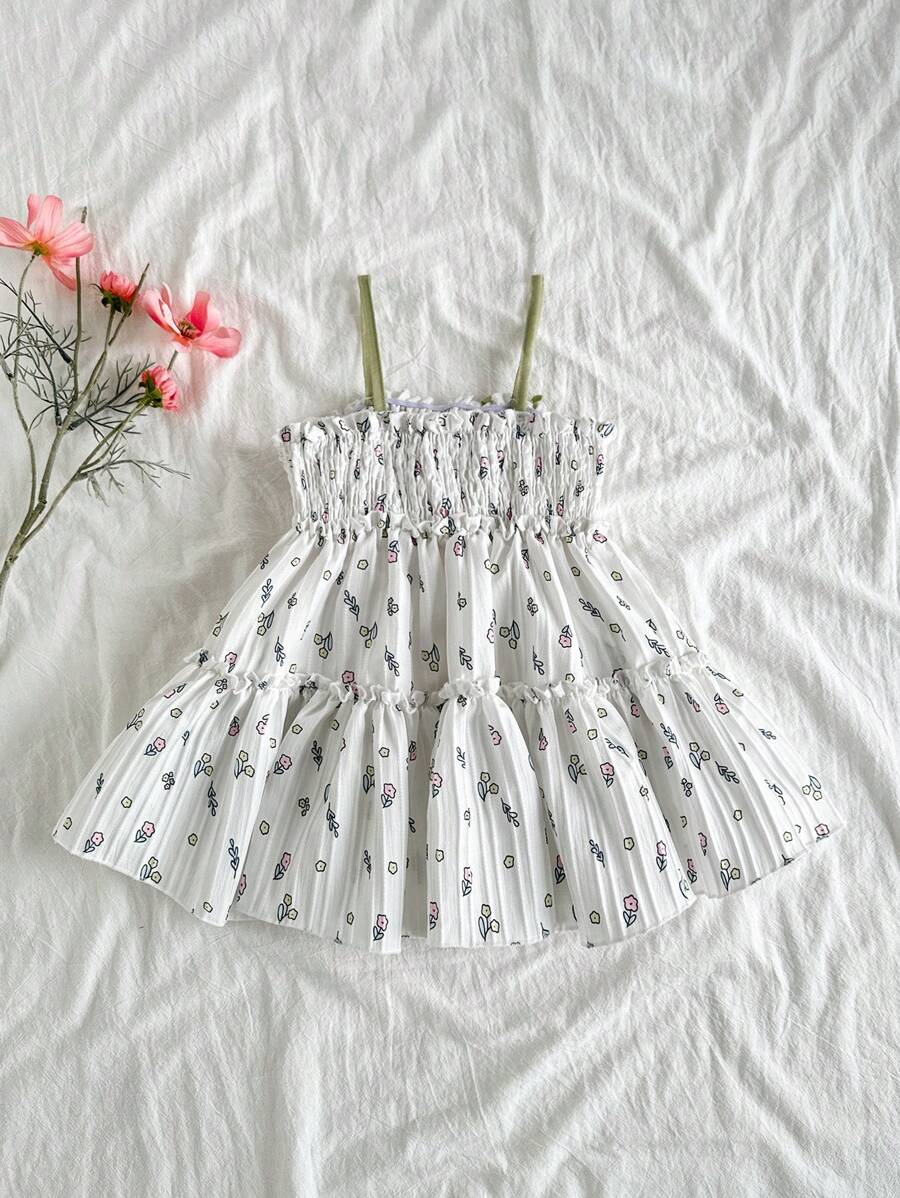 Infant Girls 3D Tulip Ditsy Floral Dress for Summer Vacation