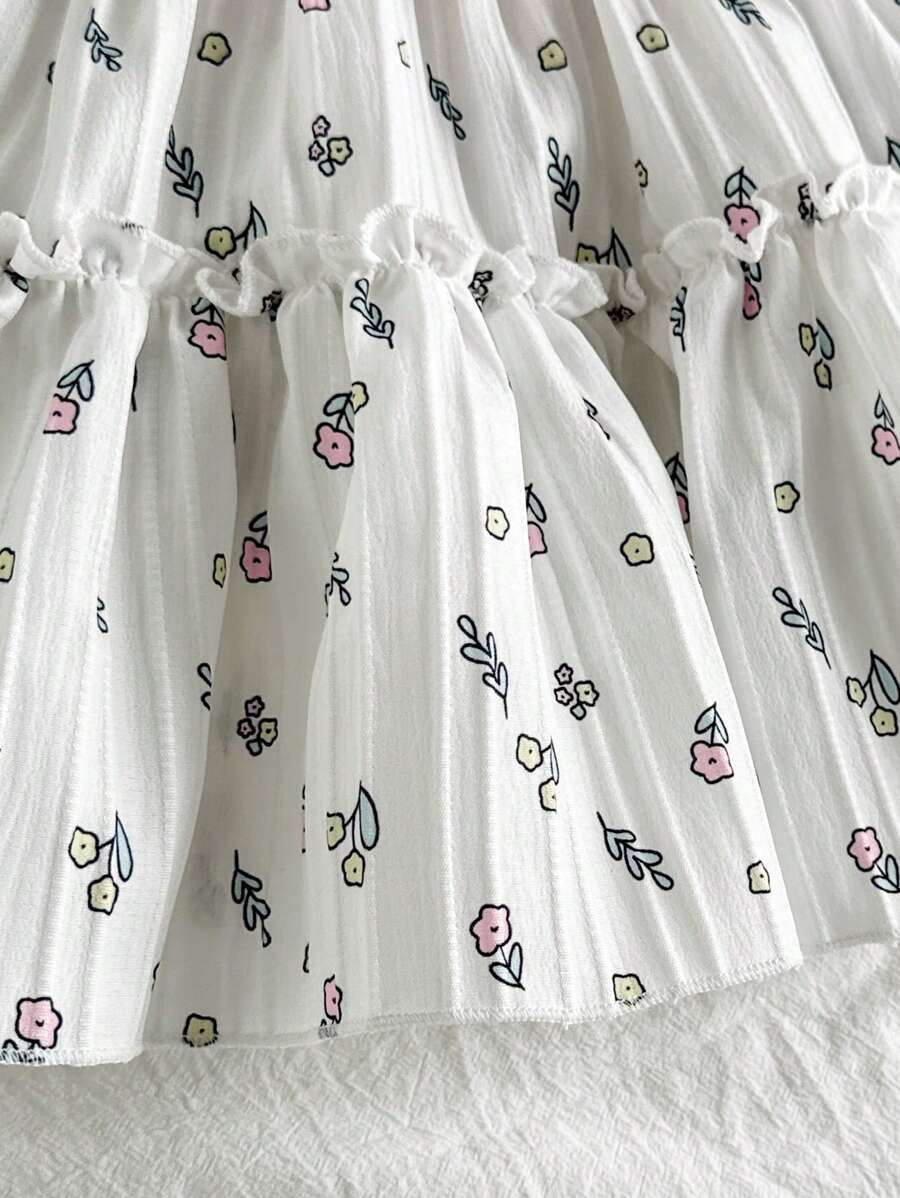 Infant Girls 3D Tulip Ditsy Floral Dress for Summer Vacation