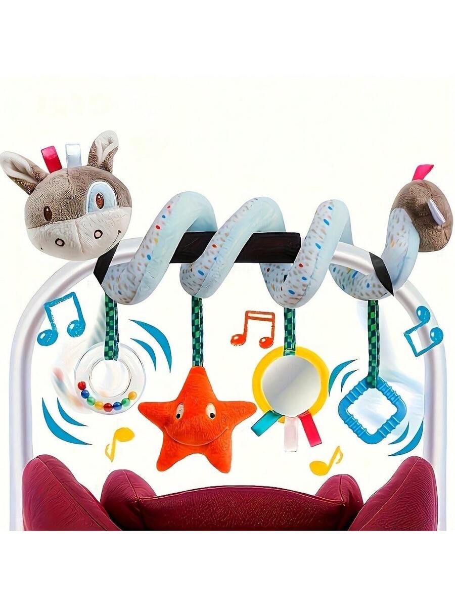 Baby Spiral Stroller Toy Plush Hanging Rattle Sensory Toy for Crib Car Seat and Stroller 0-12 Months Baby Boys Girls Gift Set