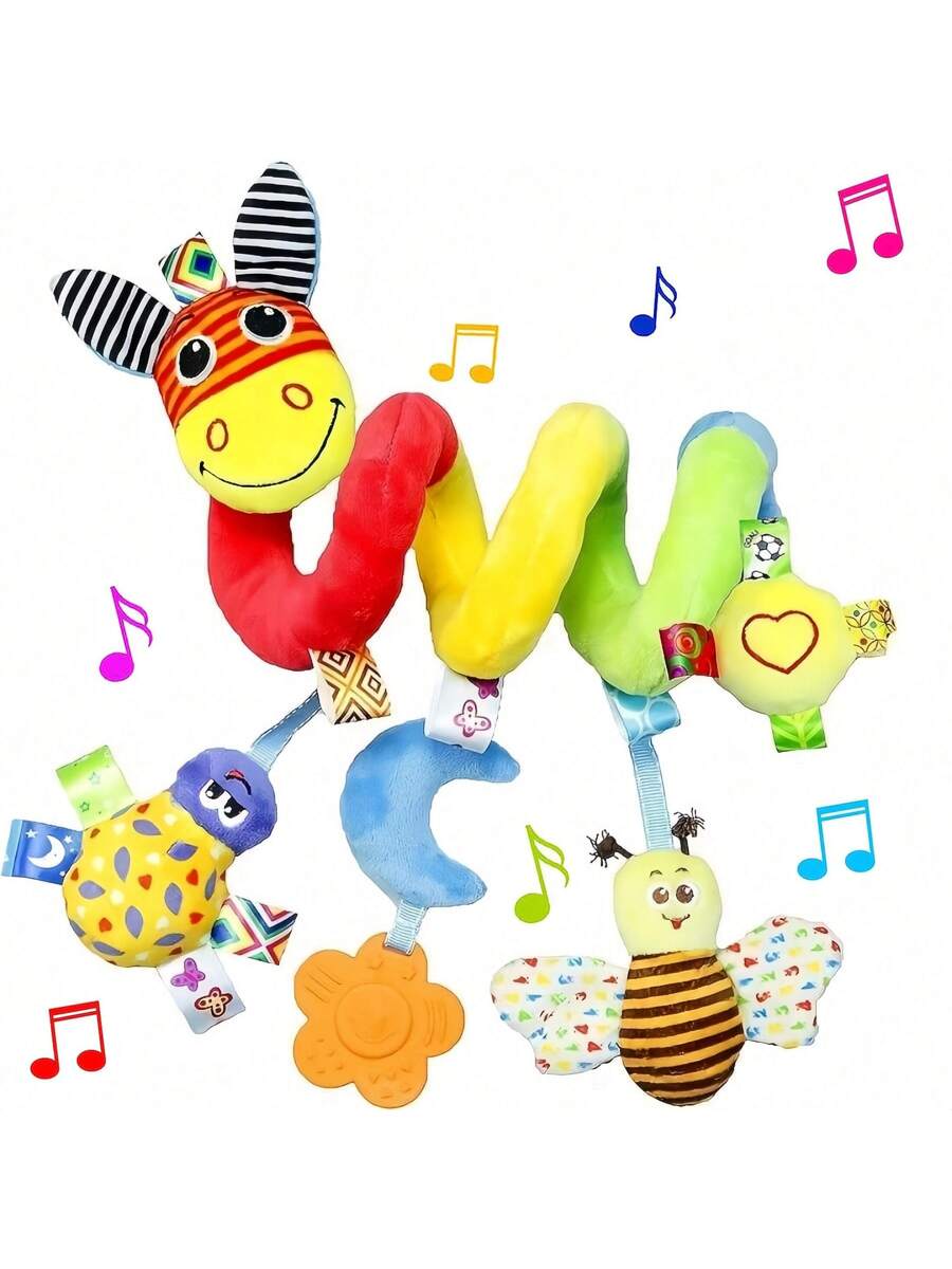 Baby Spiral Stroller Toy Plush Hanging Rattle Sensory Toy for Crib Car Seat and Stroller 0-12 Months Baby Boys Girls Gift Set