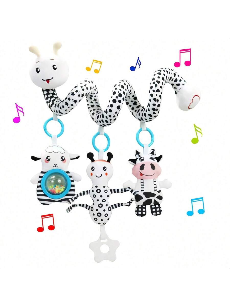 Baby Spiral Stroller Toy Plush Hanging Rattle Sensory Toy for Crib Car Seat and Stroller 0-12 Months Baby Boys Girls Gift Set