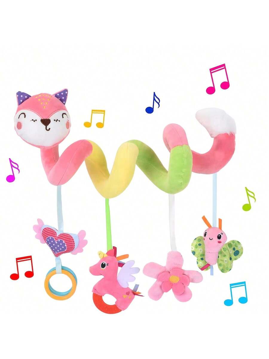 Baby Spiral Stroller Toy Plush Hanging Rattle Sensory Toy for Crib Car Seat and Stroller 0-12 Months Baby Boys Girls Gift Set