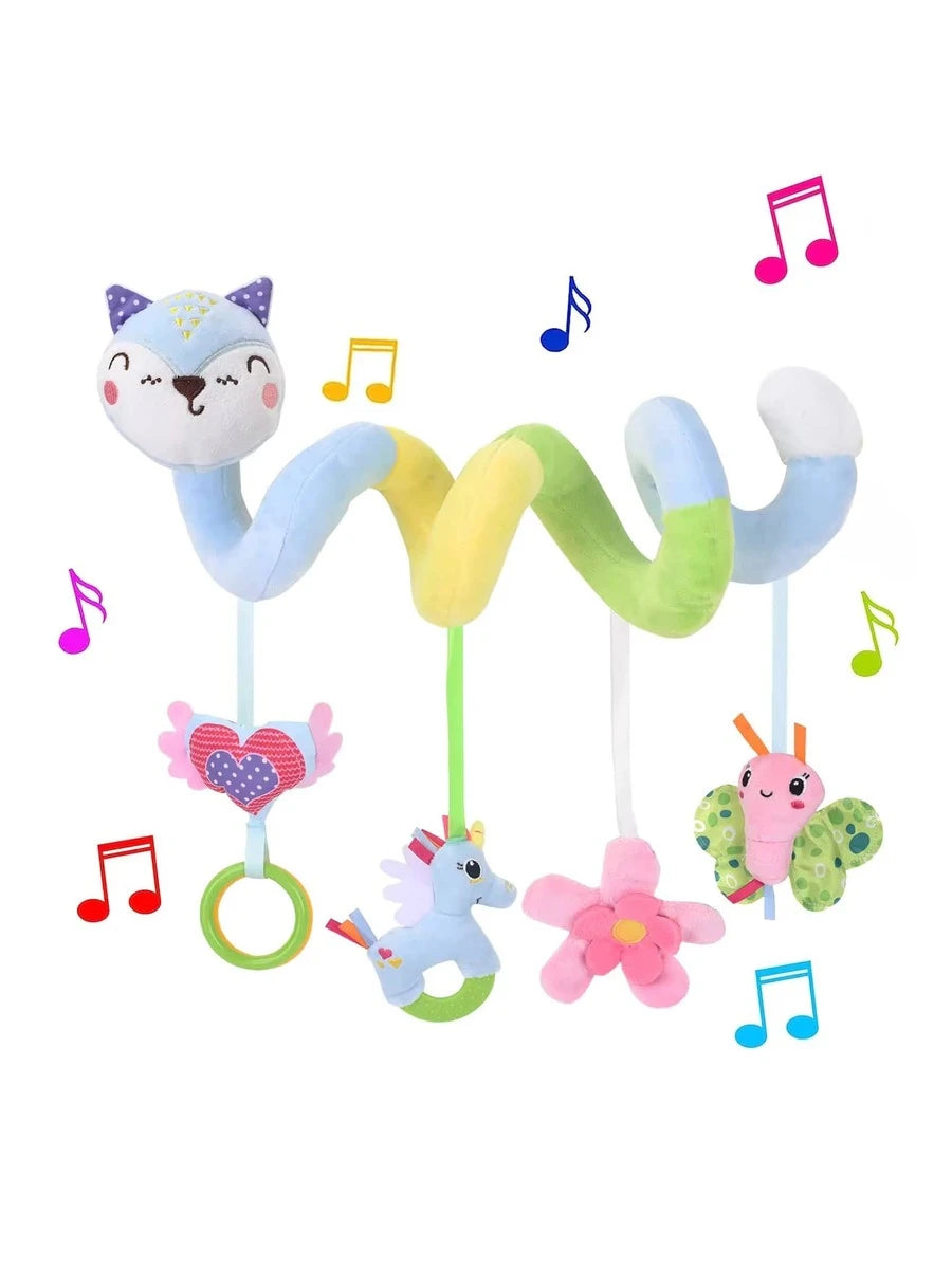 Baby Spiral Stroller Toy Plush Hanging Rattle Sensory Toy for Crib Car Seat and Stroller 0-12 Months Baby Boys Girls Gift Set