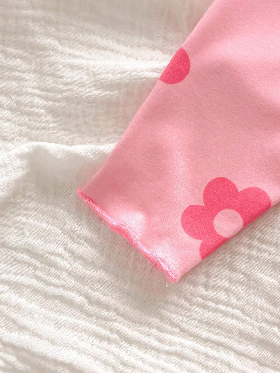 2PCS Baby Daisy Print T-Shirt and Shorts Set for Summer Daily Wear