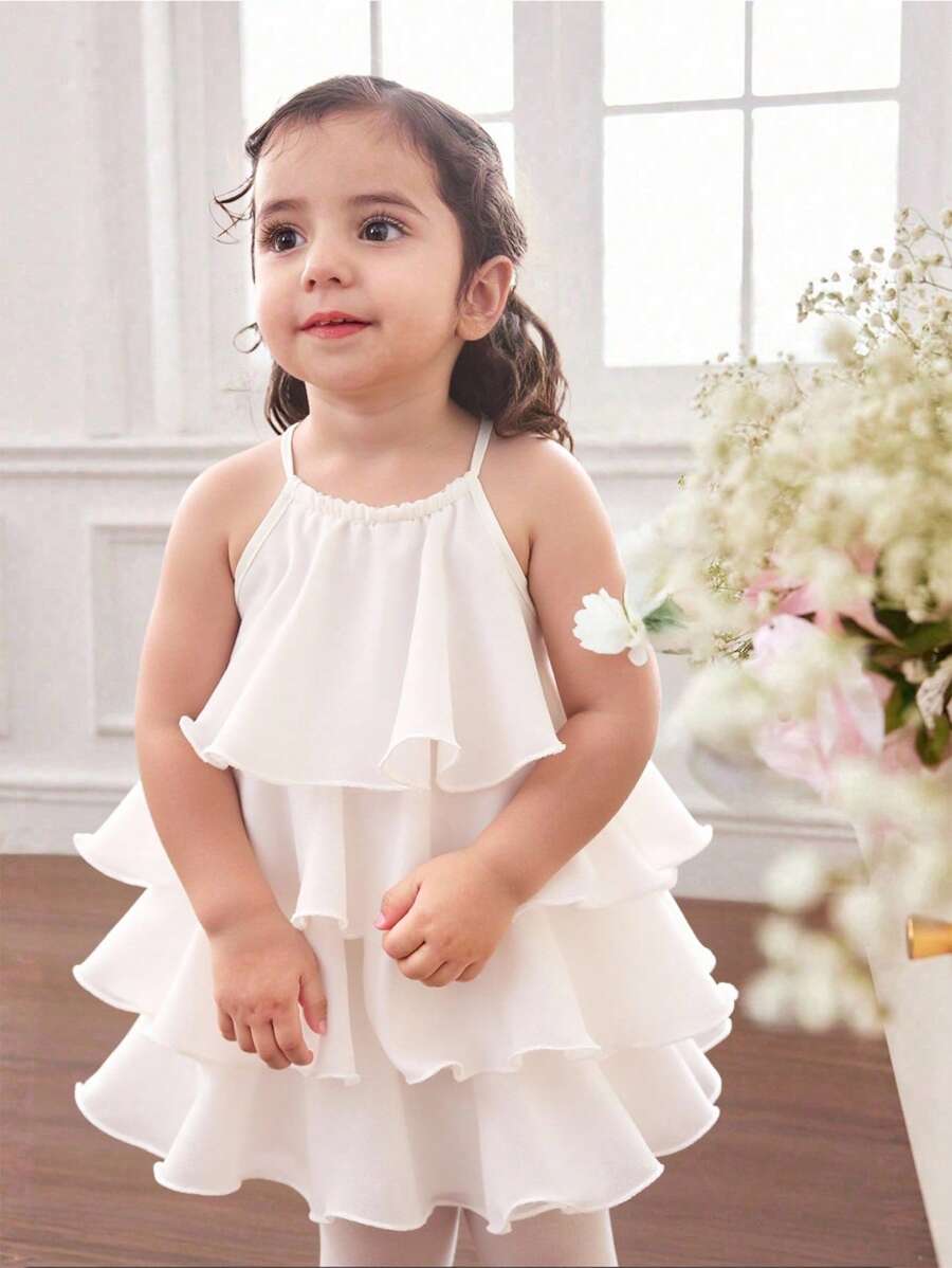 Toddler Girls Sleeveless Floral Sundress With Ruffle Detail Cute Party Wear