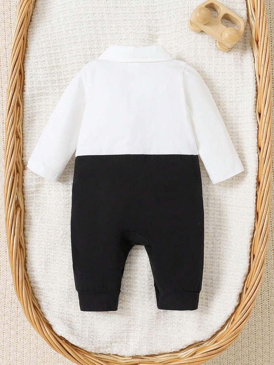 Baby Gentleman Style Front Opening Jumpsuit with Bowknot for Daily Wear and Photoshoots