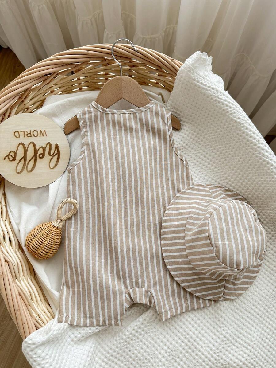 Baby Boy White Sleeveless Romper with Pockets Casual Short Jumpsuit for Everyday Wear