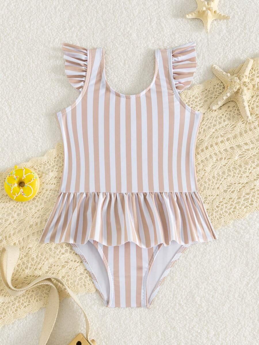 Baby Girls Bow Decor One Piece Swimsuit Cute Beach Vacation Swimwear